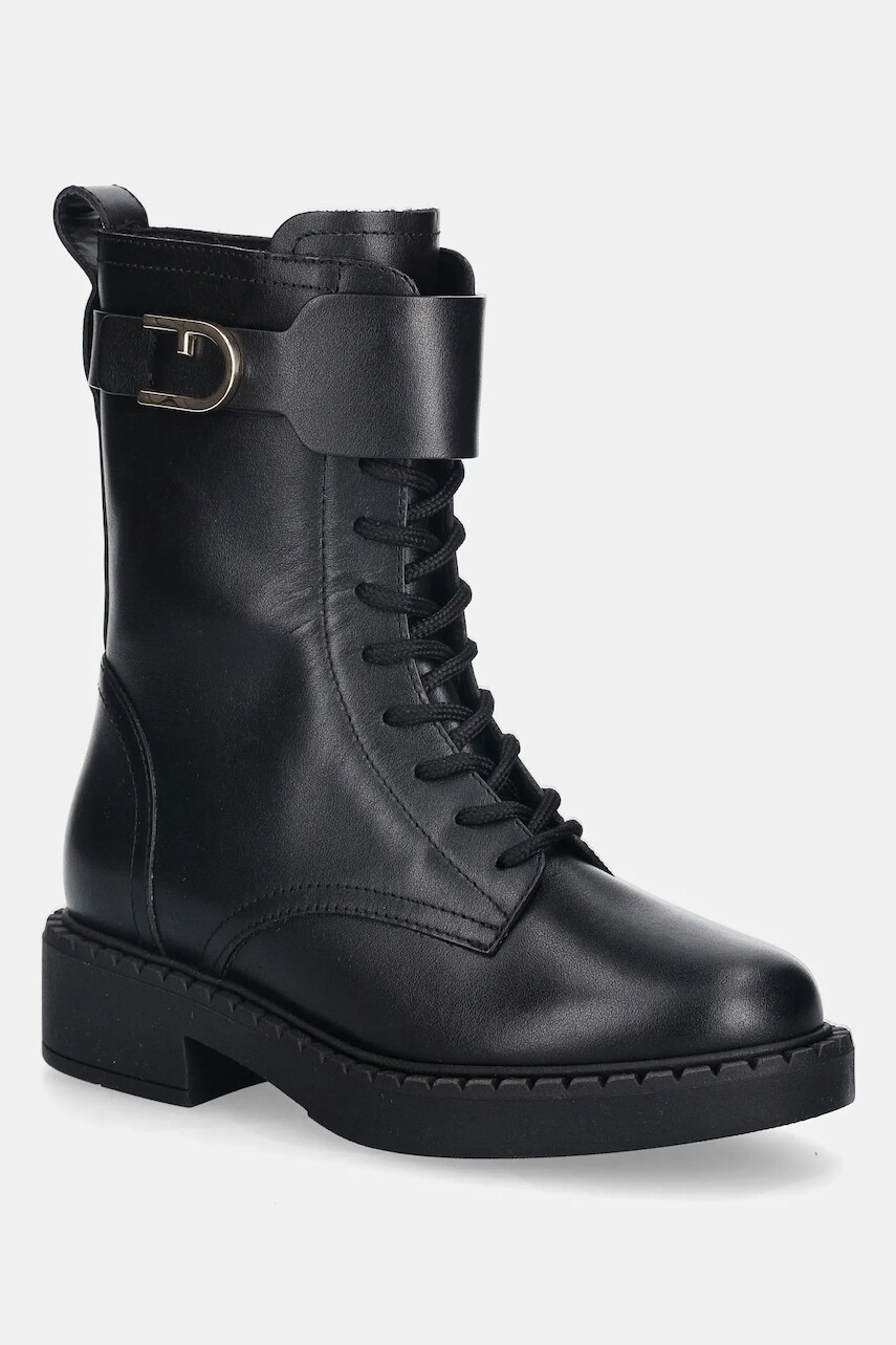 Kožená obuv Furla New Legacy Army Boot čierna farba, na plochom podpätku, YK11FNL BX4223 O6000