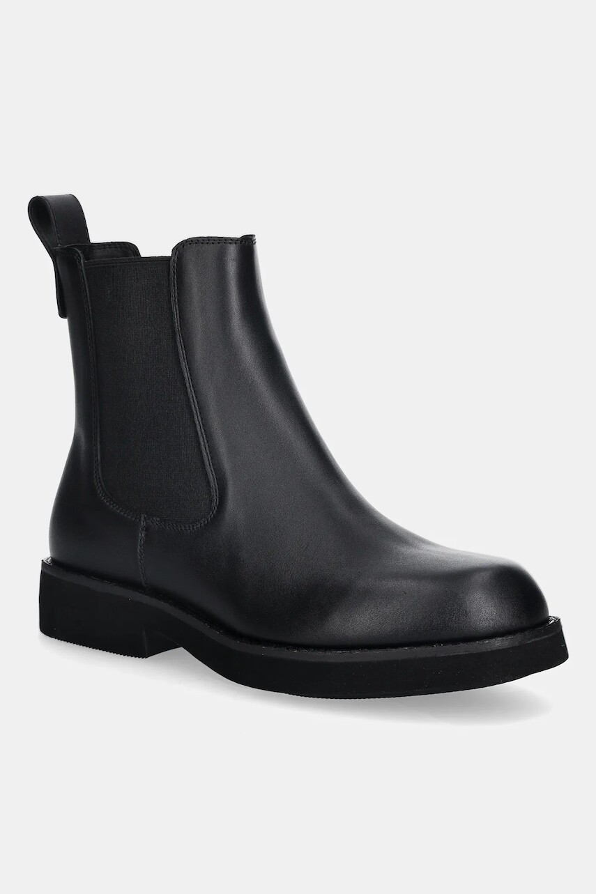 Kožené topánky chelsea BOSS Eleri čierna farba, na plochom podpätku, 50558637