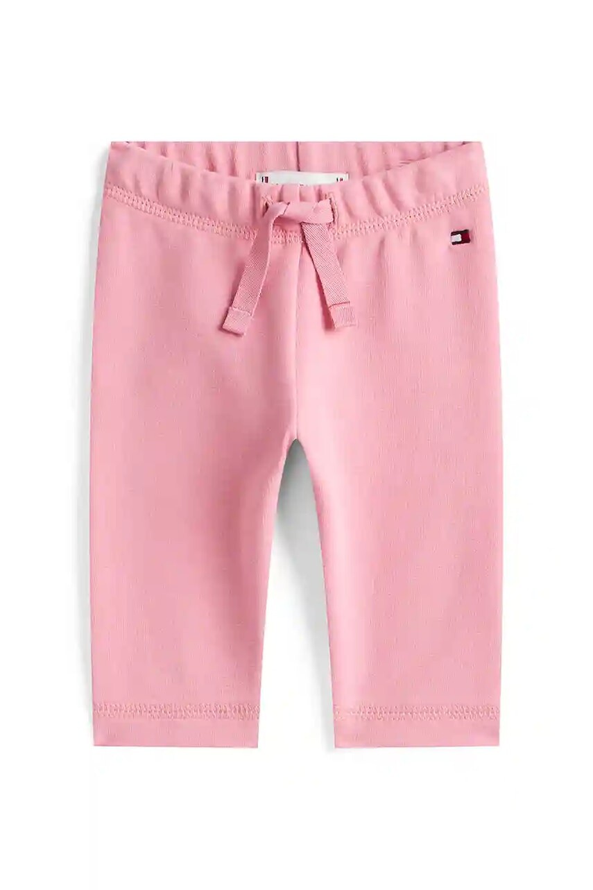 Detské bavlnené nohavičky Tommy Hilfiger ružová farba, jednofarebné, KN0KN02073