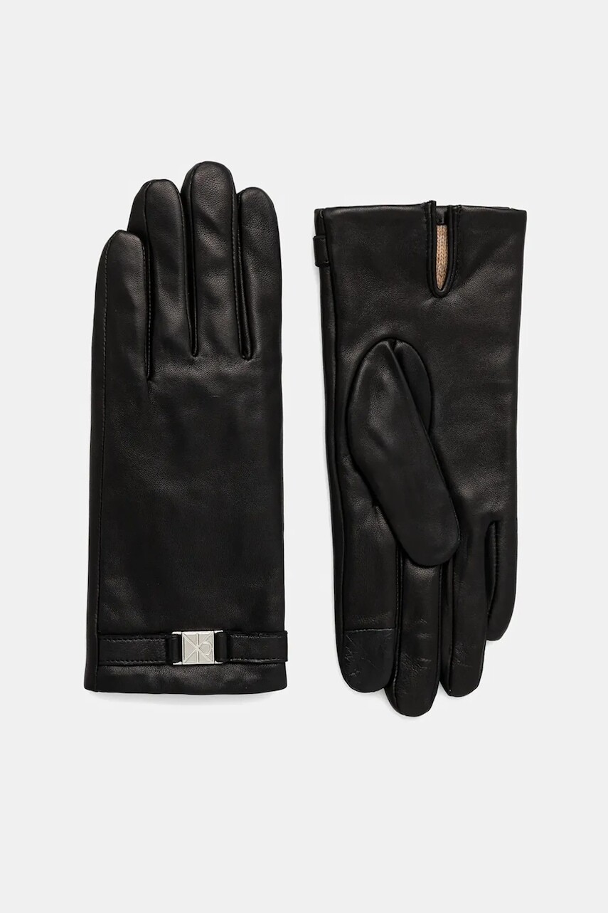 Kožené rukavice Calvin Klein čierna farba, LV04F9012G