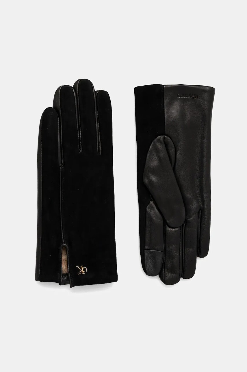 Kožené rukavice Calvin Klein čierna farba, LV04F9006G