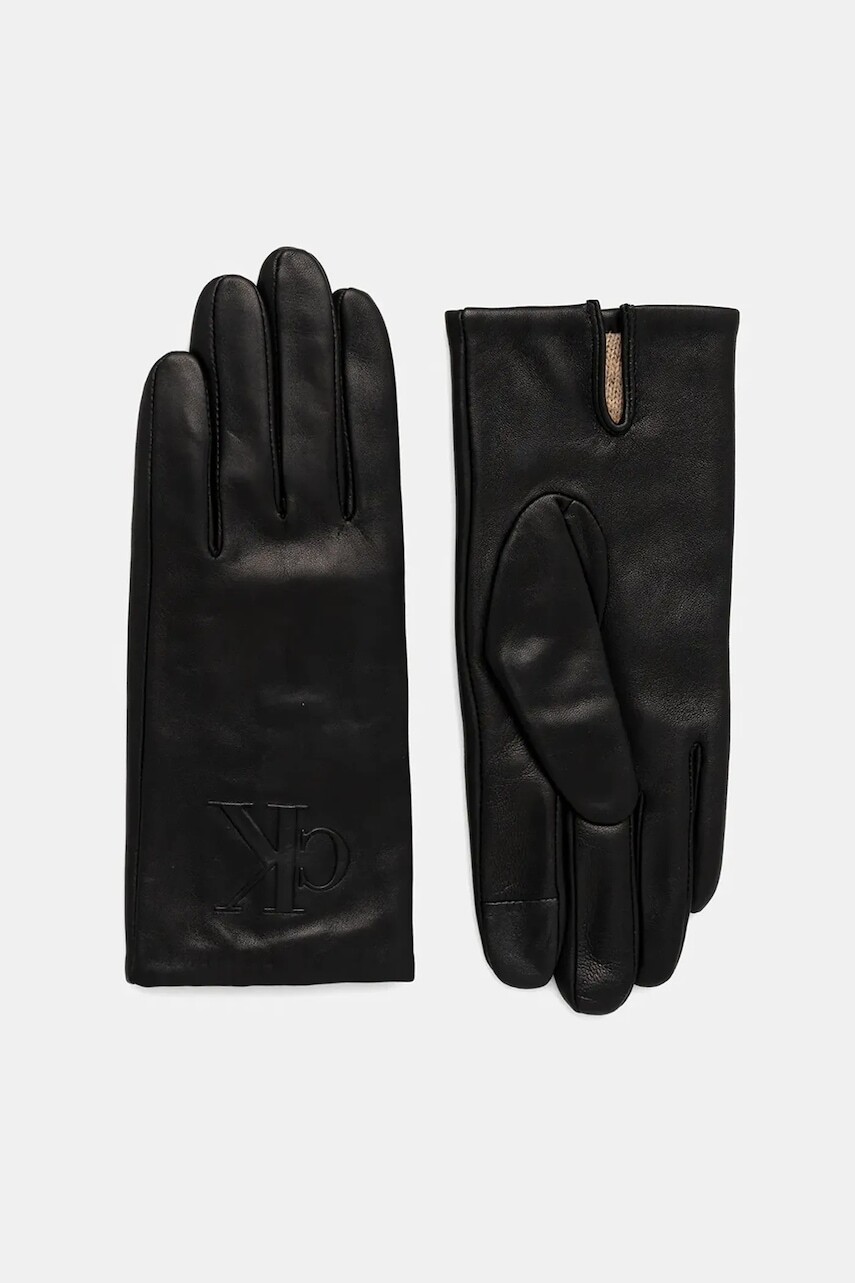 Kožené rukavice Calvin Klein čierna farba, LV04F9013G