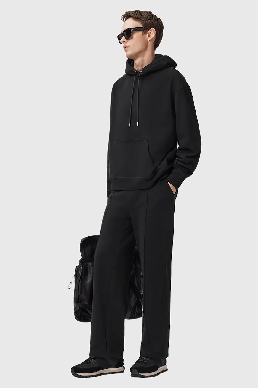 Bavlnené tepláky AllSaints MILO čierna farba, jednofarebná, M010TD