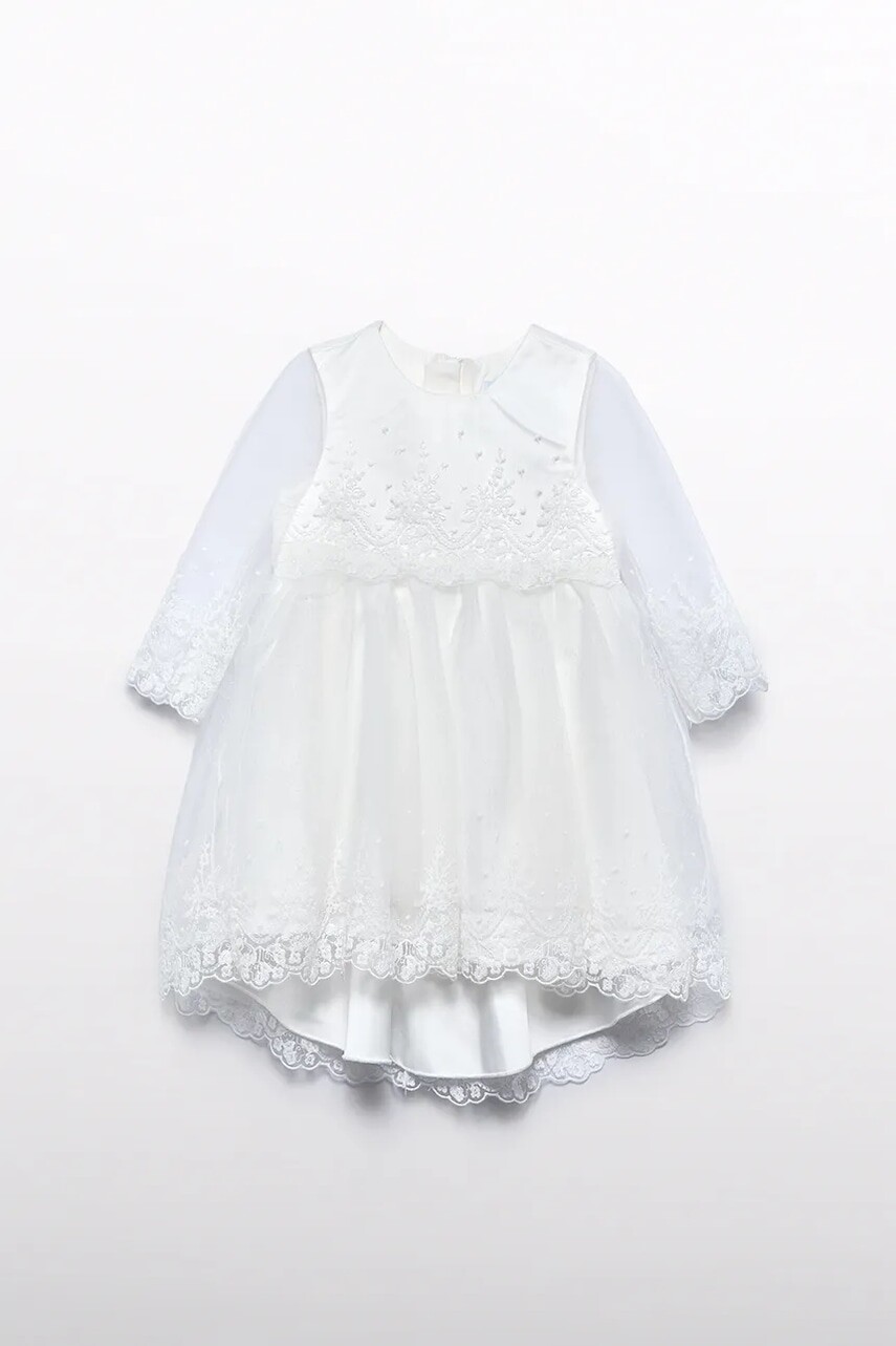 Šaty pre bábätká Abel&Lula biela farba, mini, áčkový strih, 5503