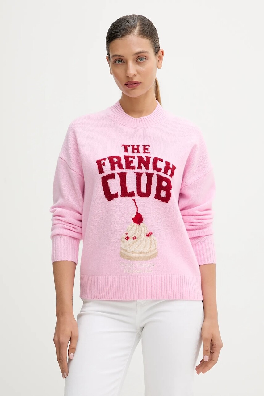 Kašmírový sveter FROM FUTURE ružová farba, ľahký, WPR03280