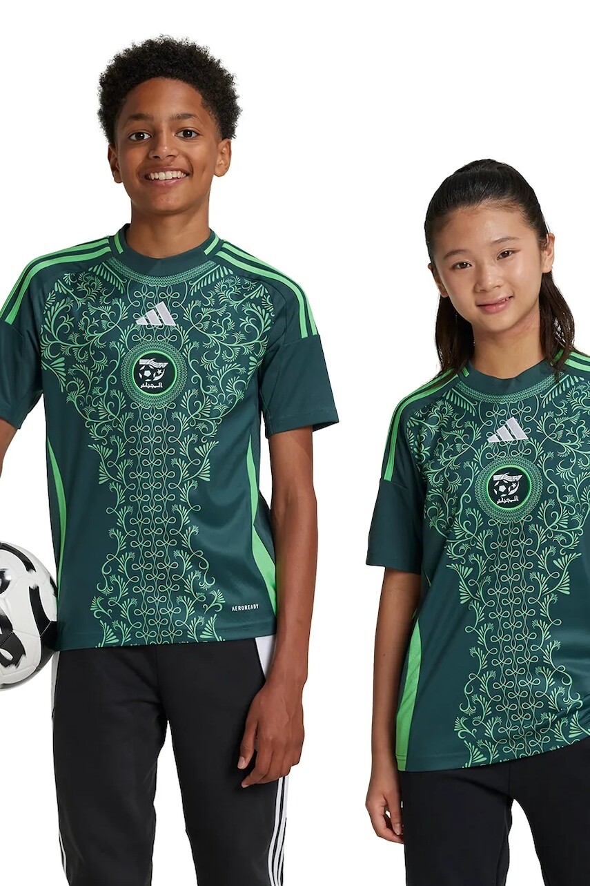 Detské tričko adidas Performance FAF zelená farba, vzorované, IT2736