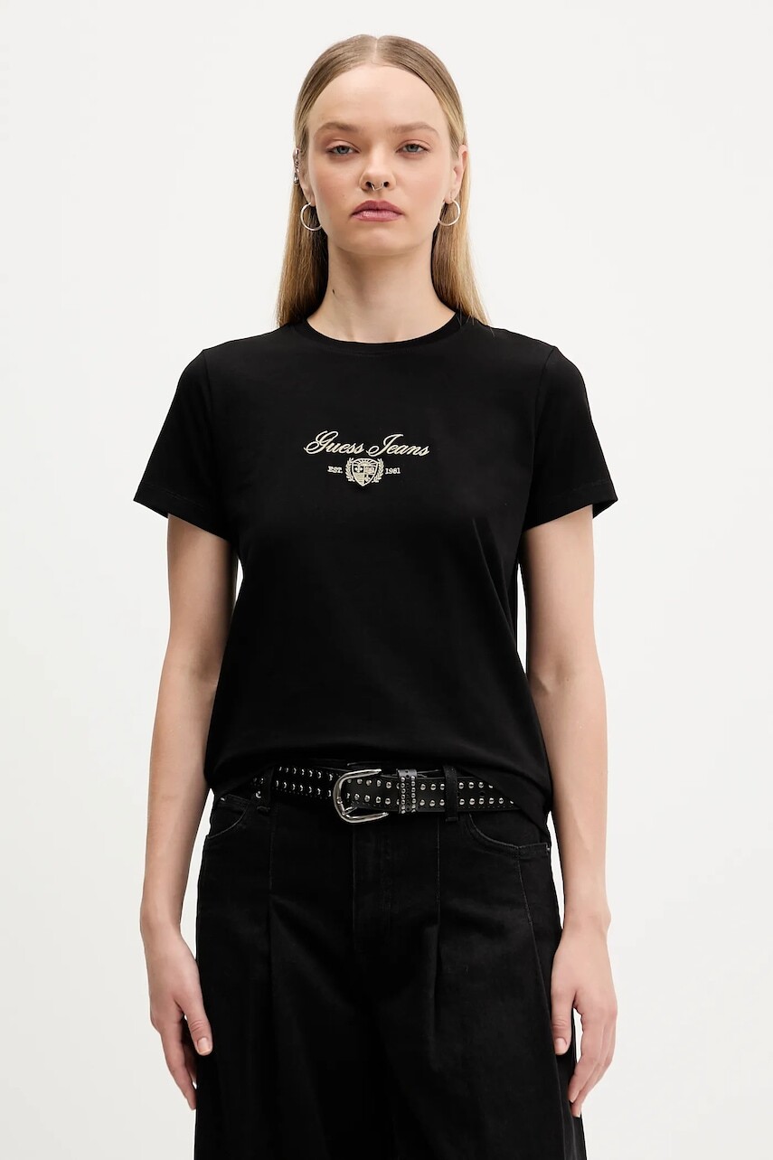 Tričko Guess Jeans dámske, čierna farba, W5BI09 J1314