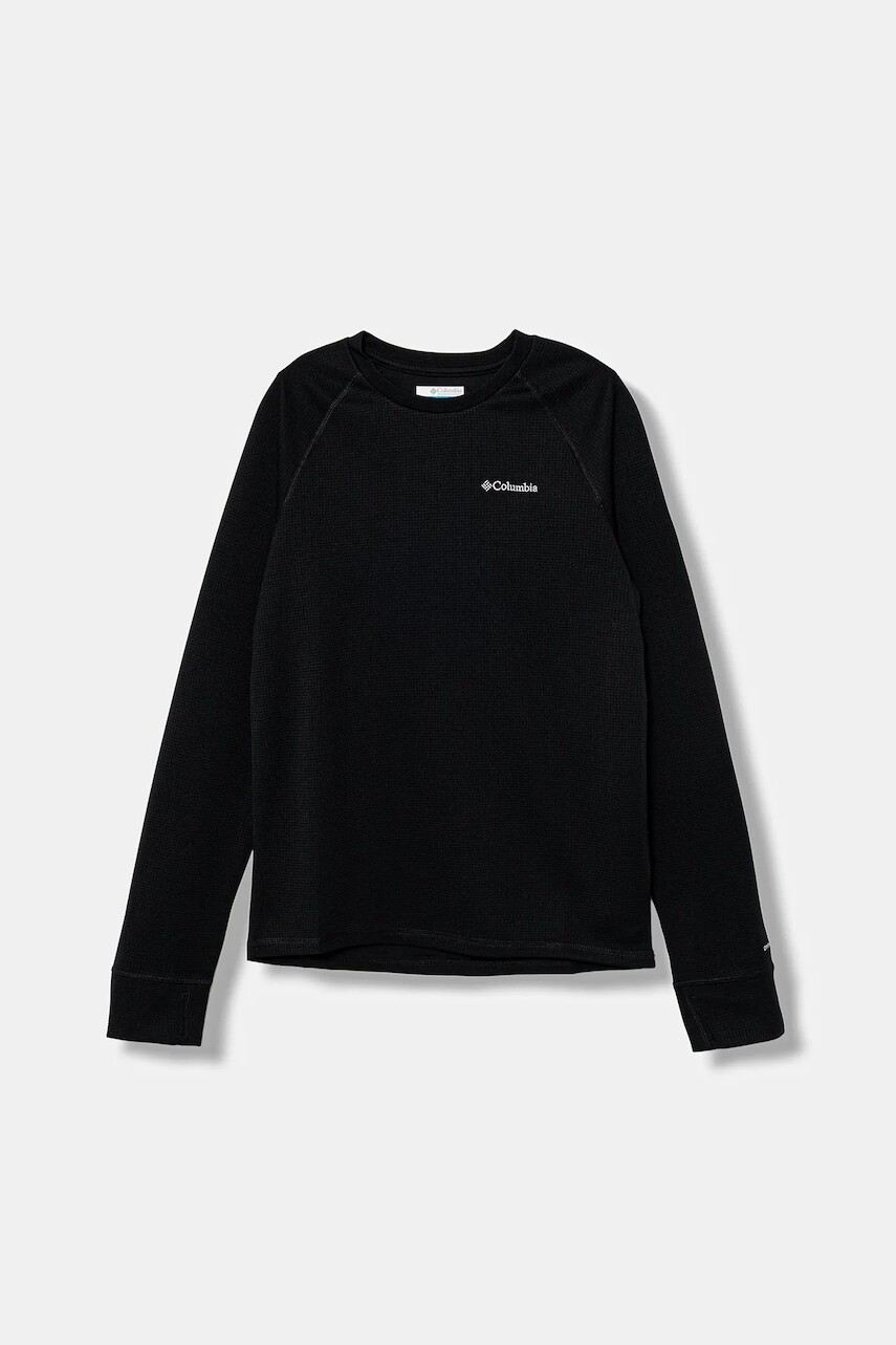 Detské tričko s dlhým rukávom Columbia Tech Trail čierna farba, s nášivkou, 2135011