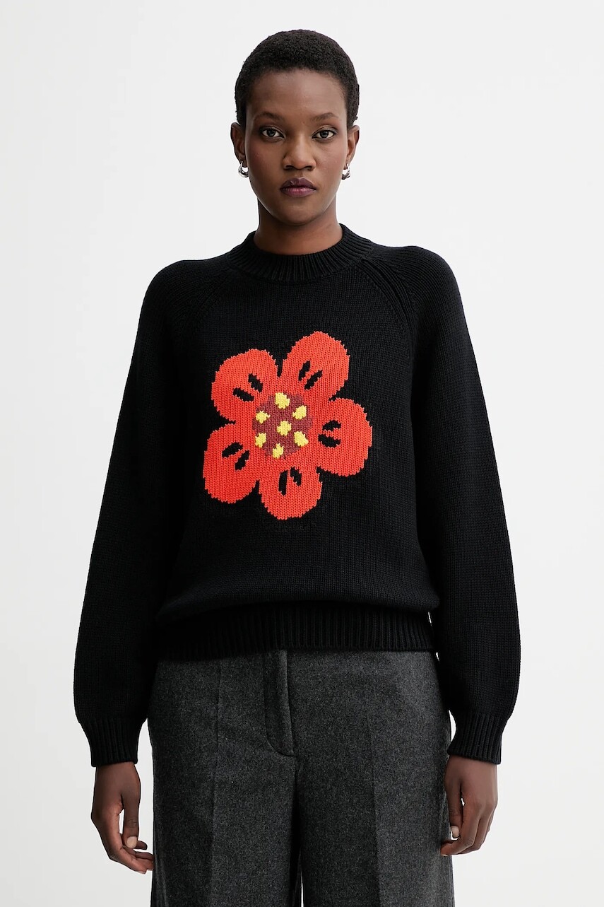 Sveter s prímesou vlny Kenzo čierna farba, FF62PU7193LA