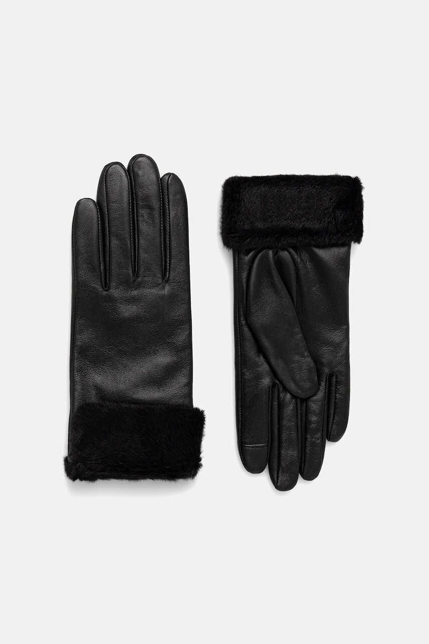 Kožené rukavice BOSS čierna farba, 50548885