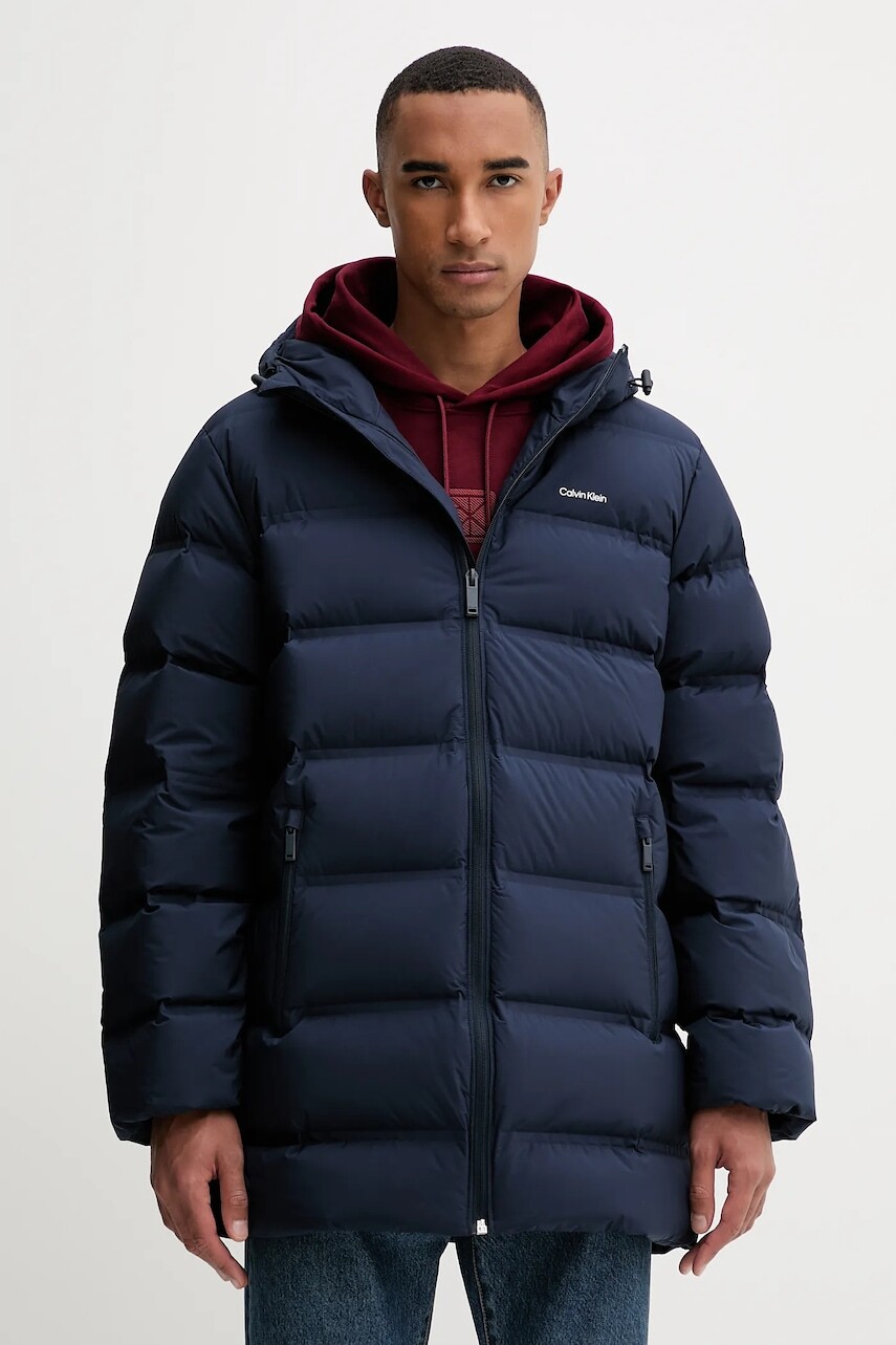 Páperová bunda Calvin Klein tmavomodrá farba, zimná, LV04LD516G