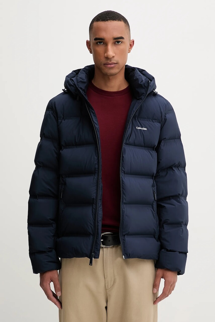 Páperová bunda Calvin Klein tmavomodrá farba, zimná, LV04LD517G