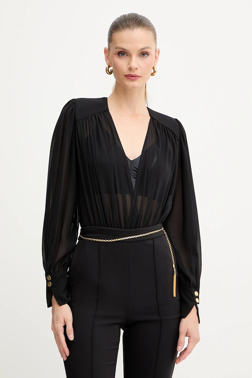 Body Elisabetta Franchi čierna farba, jednofarebné, CB00857E2