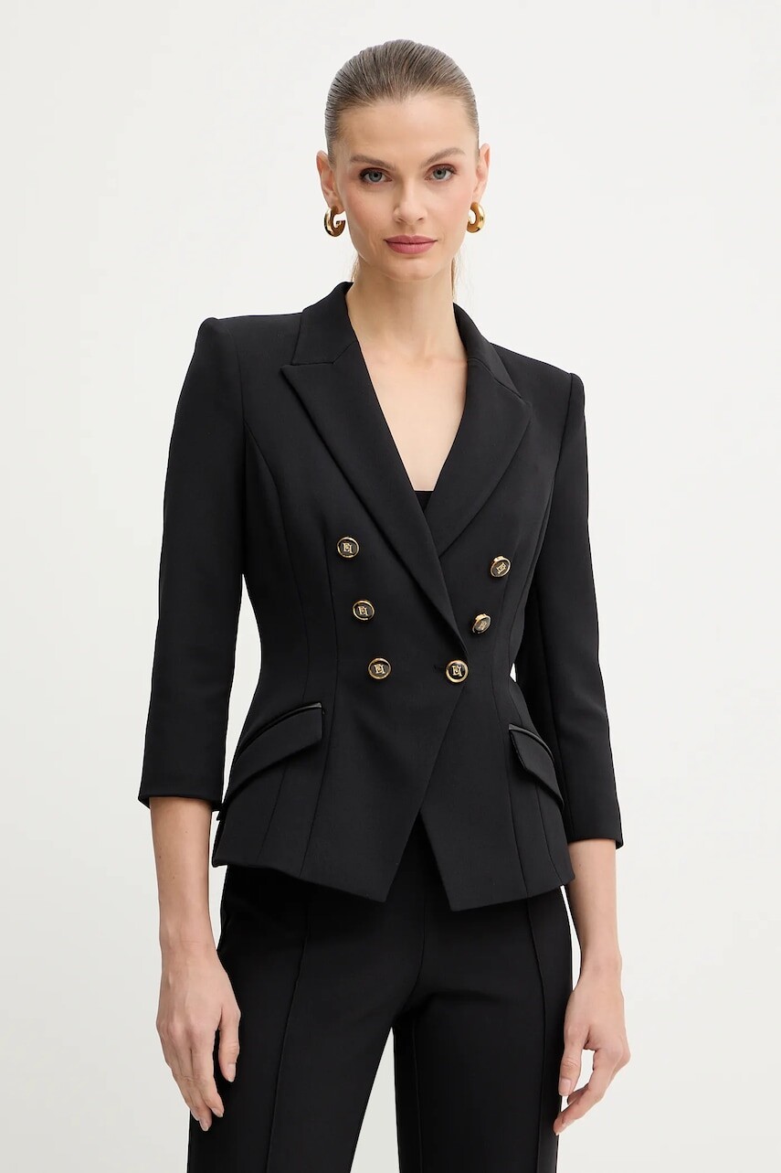 Sako Elisabetta Franchi čierna farba, dvojradové, jednofarebné, GI17456E2