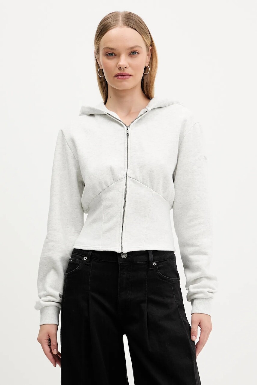 Mikina Guess Originals šedá farba, s kapucňou, melanžová, W5BQ29 K4110