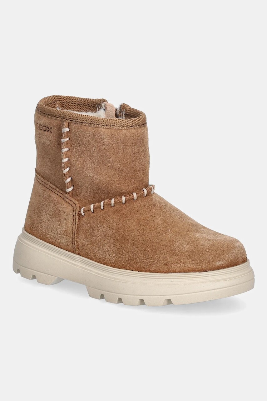 Detská nubuková zimná obuv Geox KIDDARTAH hnedá farba, B565YA.00022