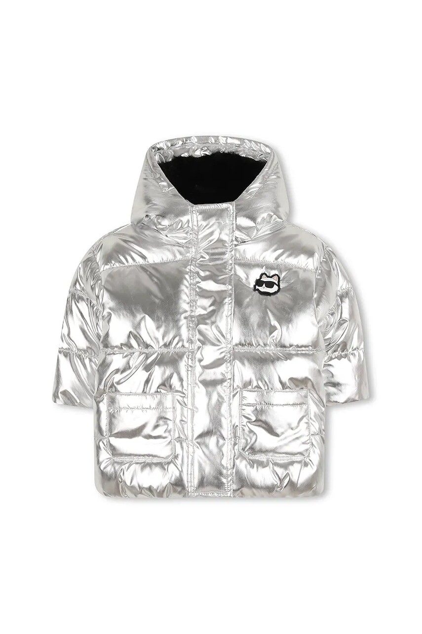 Detská bunda Karl Lagerfeld strieborná farba, Z30654