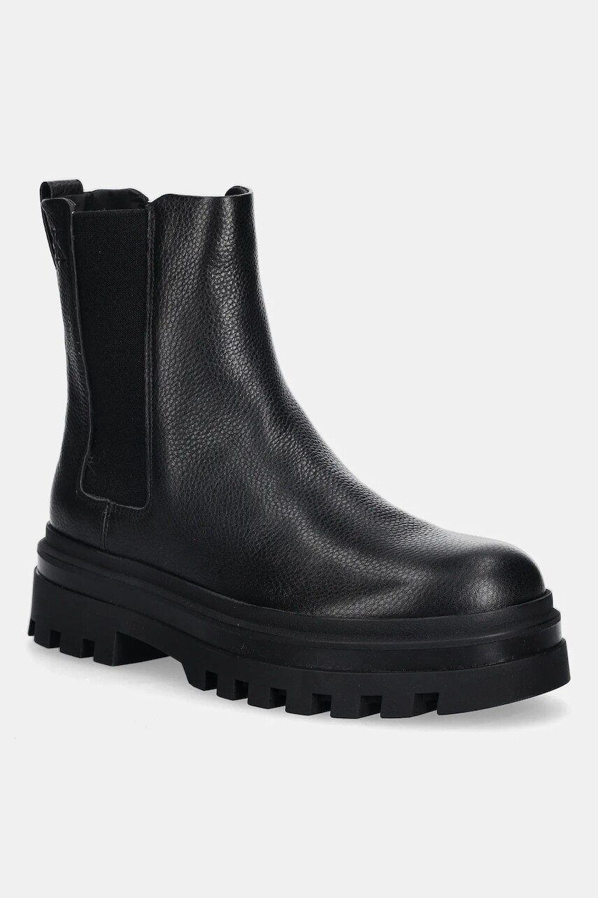 Kožené topánky chelsea Calvin Klein LUGGED CHELSEA BOOT HIGH LTH čierna farba, YM0YM01334