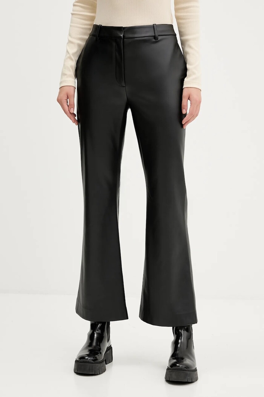 Nohavice HUGO čierna farba, rovný strih, vysoký pás, 50546824