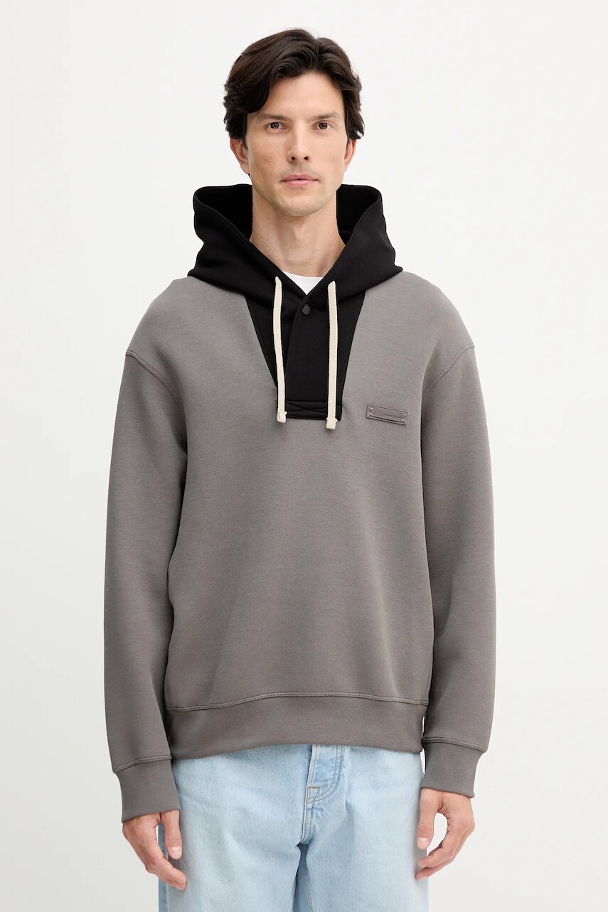 Mikina Armani Exchange šedá farba, s kapucňou, jednofarebná, XM001043 AF16222