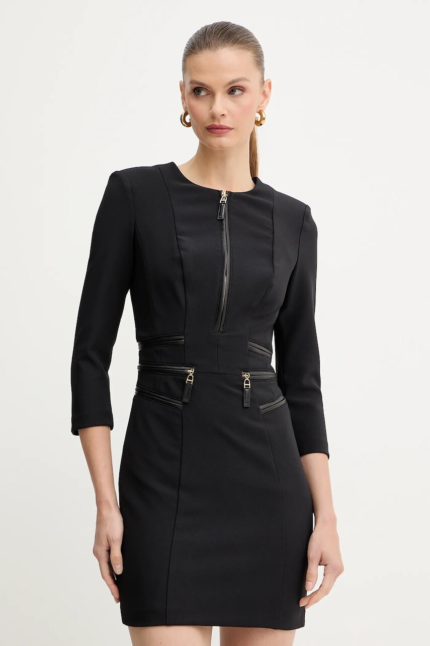 Šaty Elisabetta Franchi čierna farba, mini, priliehavé, AB82356E2