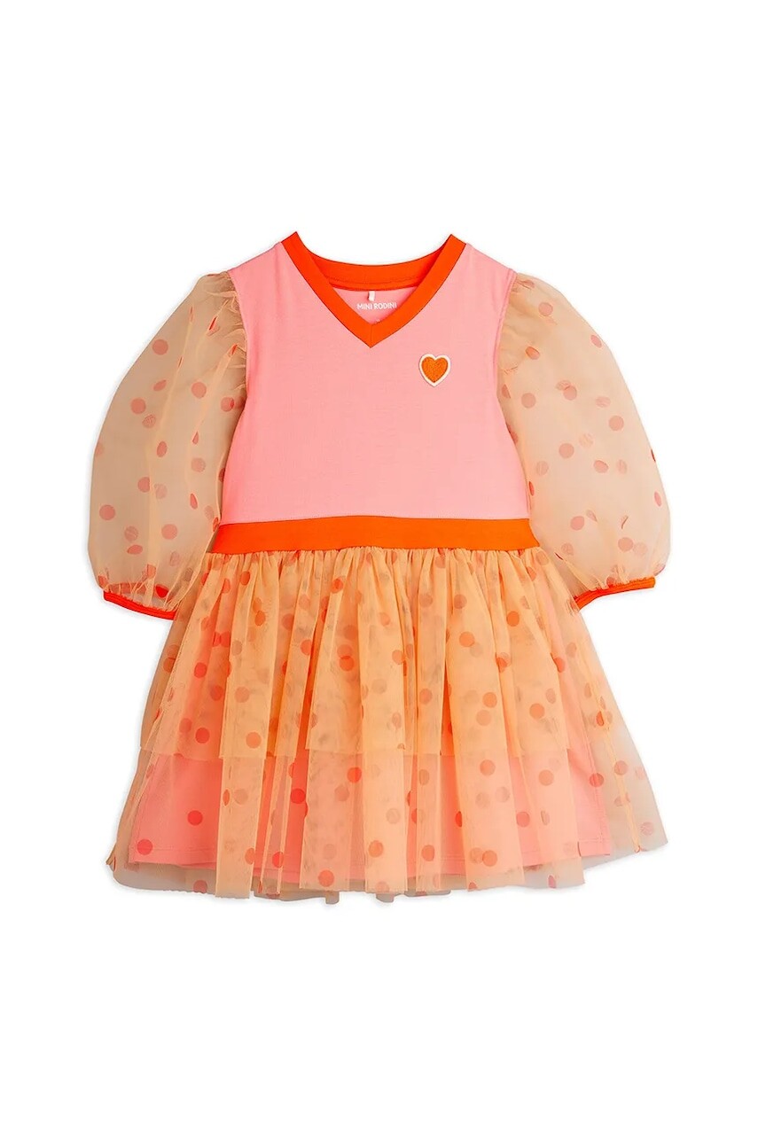 Dievčenské šaty Mini Rodini ružová farba, mini, áčkový strih, 25750126