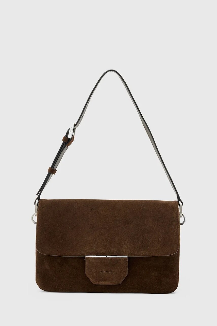 Semišová kabelka AllSaints ONDINE hnedá farba, W293XD