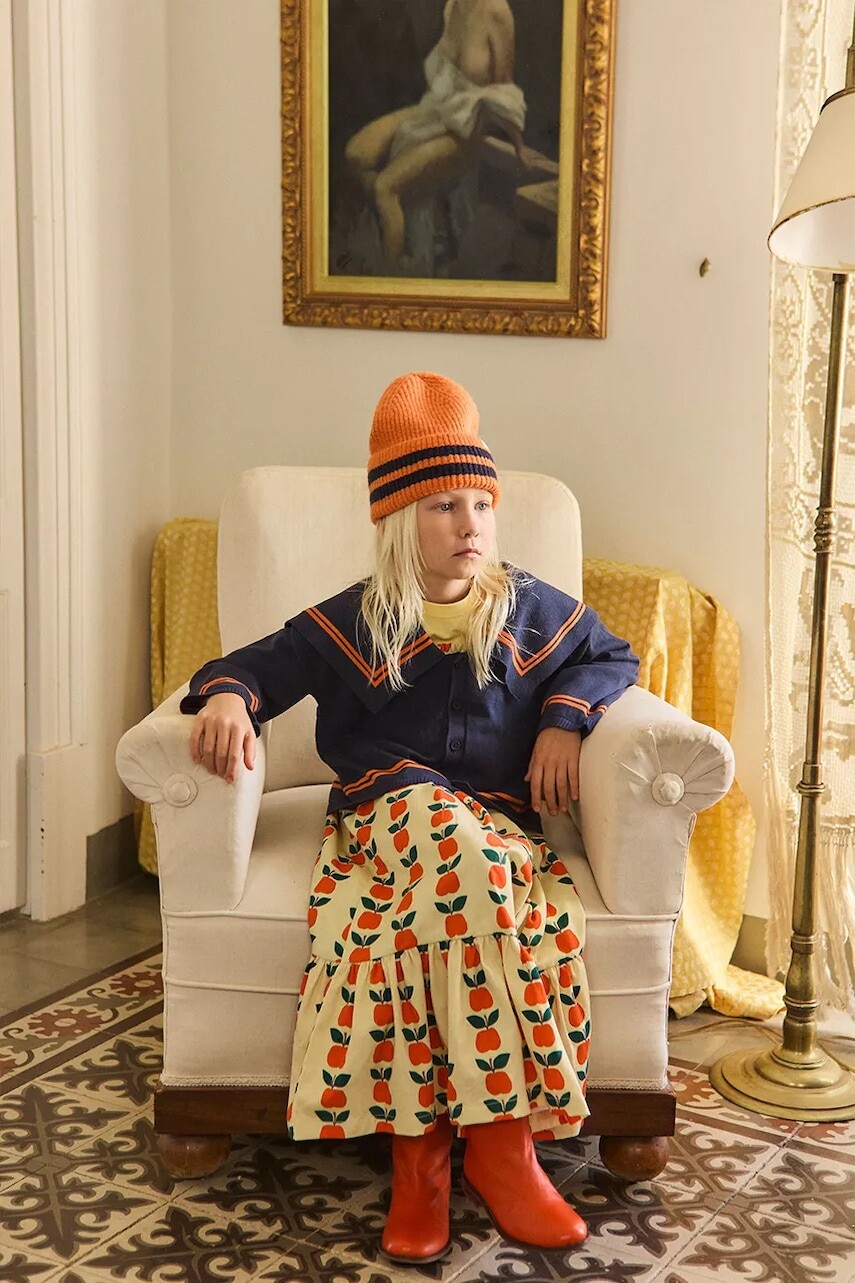 Detský sveter Tinycottons STRIPES TINY CARDIGAN tmavomodrá farba, AW25-113