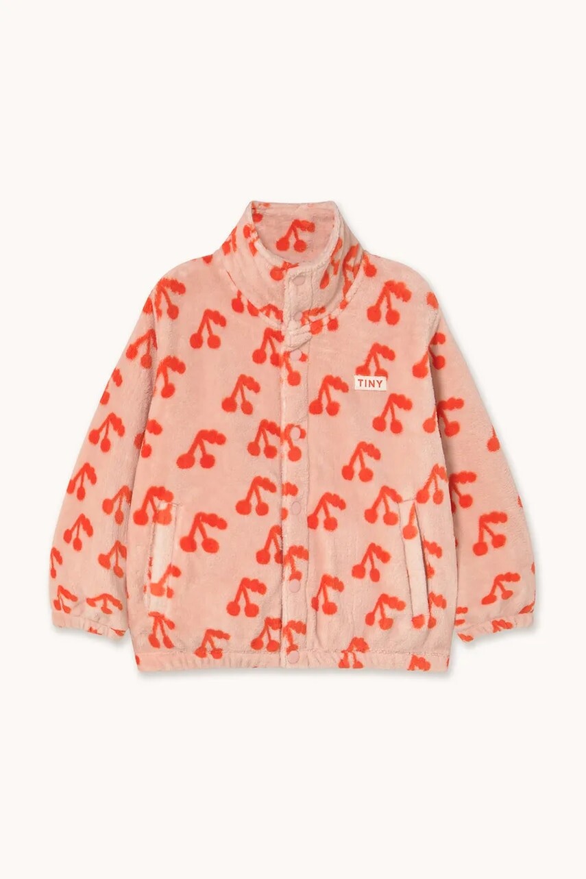 Detská bunda Tinycottons CHERRIES POLAR JACKET oranžová farba, AW25-568