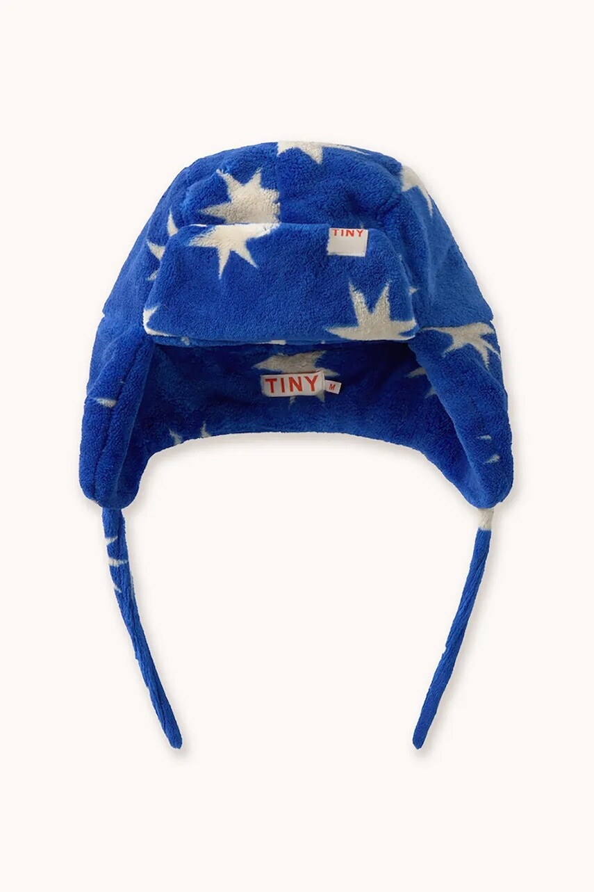 Detská čiapka Tinycottons STARS EARFLAP BEANIE tmavomodrá farba, AW25-575