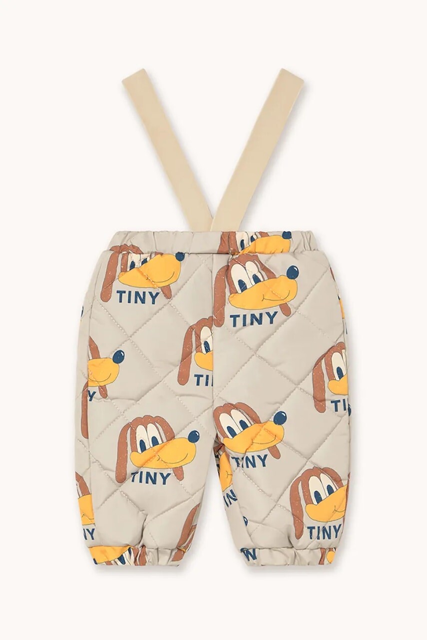 Nohavice pre bábätká Tinycottons DOGS BABY PADDED SWEATPANT béžová farba, vzorované, AW25-166