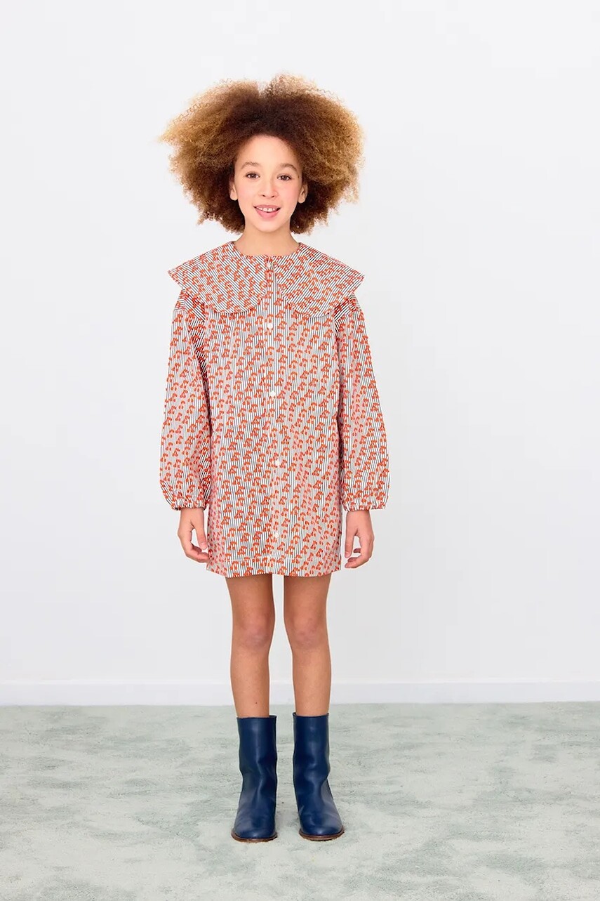 Dievčenské bavlnené šaty Tinycottons CHERRIES WOVEN DRESS ružová farba, mini, rovný strih, AW25-474