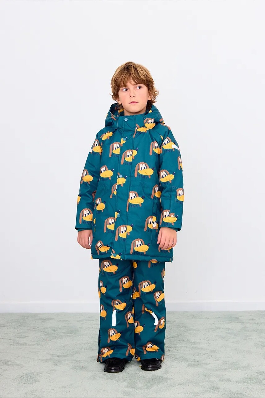 Detské lyžiarske nohavice Tinycottons DOGS SNOW PANT tyrkysová farba, AW25-042