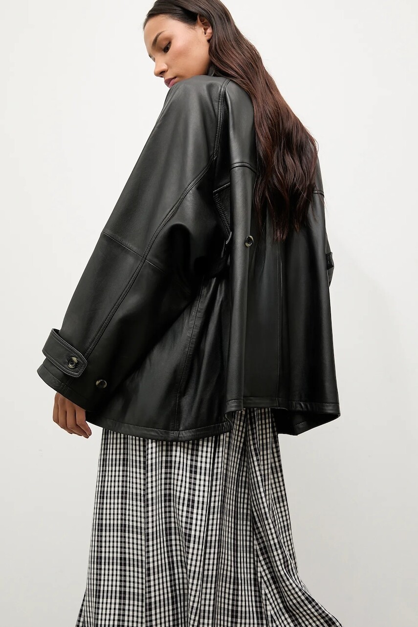 Kožená bunda Answear.LAB čierna farba