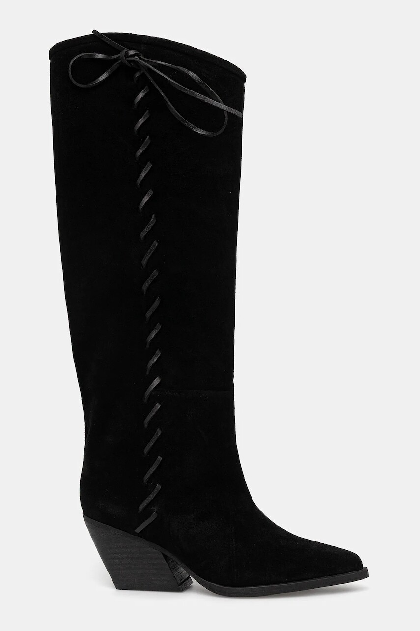 Semišové čižmy Answear.LAB čierna farba, na podpätku