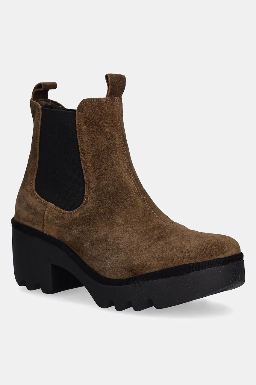 Semišové topánky chelsea Fly London TRIG514FLY hnedá farba, na podpätku, P501514010