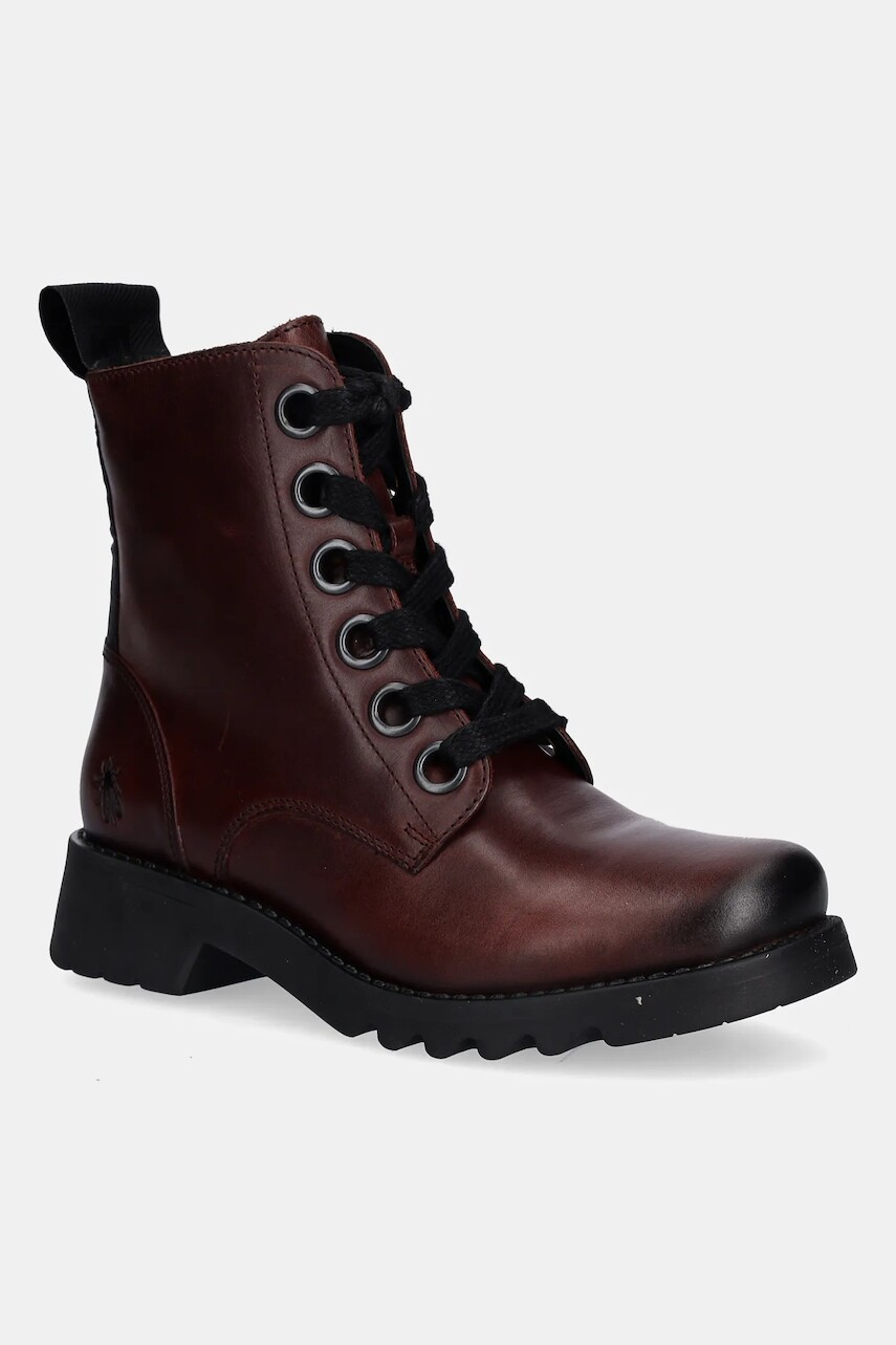 Kožené workery Fly London RAGI539FLY bordová farba, na plochom podpätku, P144539039