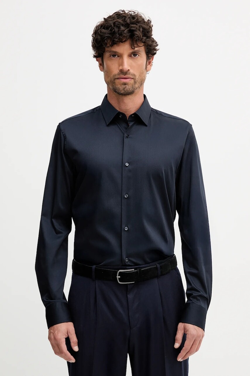 Košeľa Joop! tmavomodrá farba, slim, s klasickým golierom, 30044608