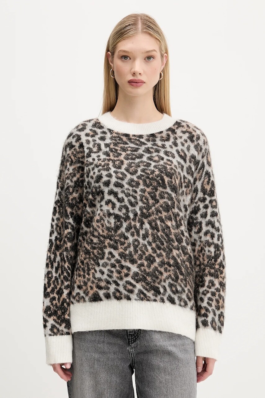 Vlnený sveter HUGO béžová farba, 50548255