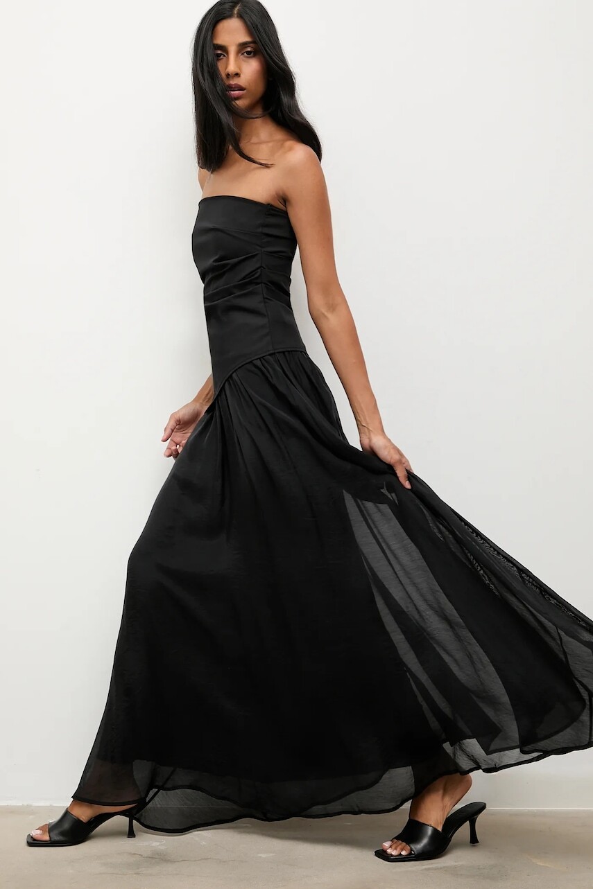 Sukňa s prímesou lyocellu Answear.LAB čierna farba, maxi, áčkový strih