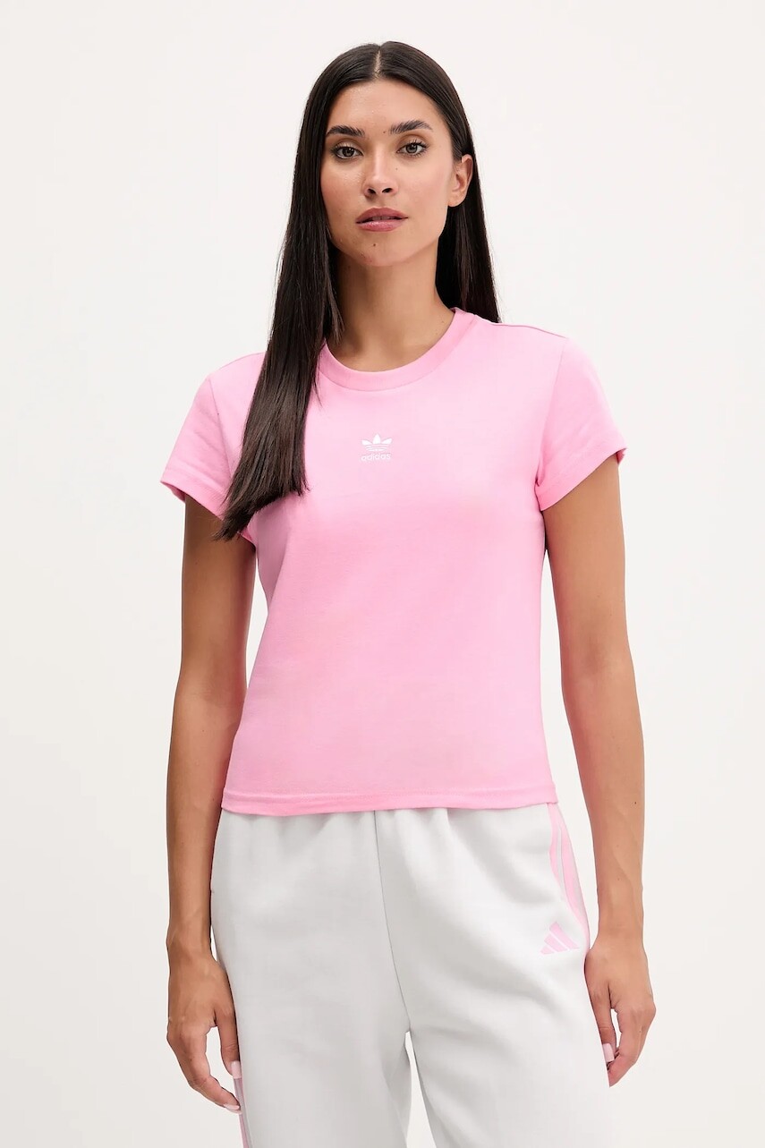 Tričko adidas Originals Essentials dámske, ružová farba, JW5040