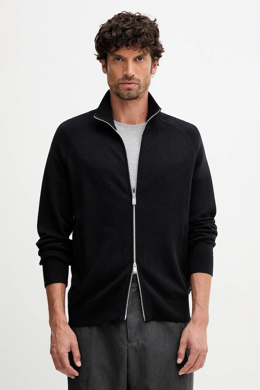 Kardigan s prímesou vlny BOSS čierna farba, 50543150