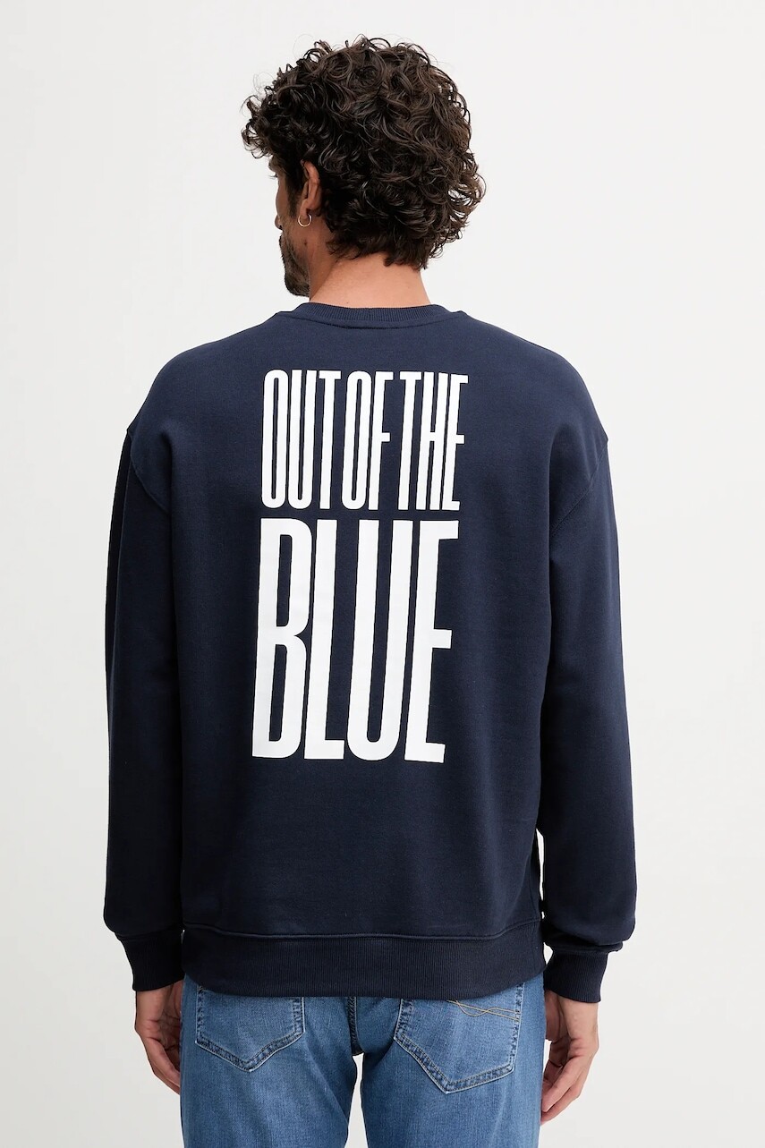 Bavlnená mikina United Colors of Benetton tmavomodrá farba, s potlačou, 3FWYU10AZ