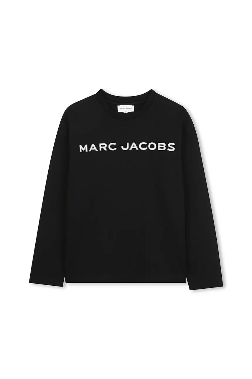 Detská bavlnená košeľa s dlhým rukávom Marc Jacobs čierna farba, s potlačou, W60619