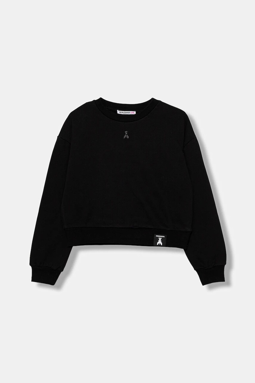 Detská bavlnená mikina Patrizia Pepe J315 čierna farba, jednofarebná, 7M0932