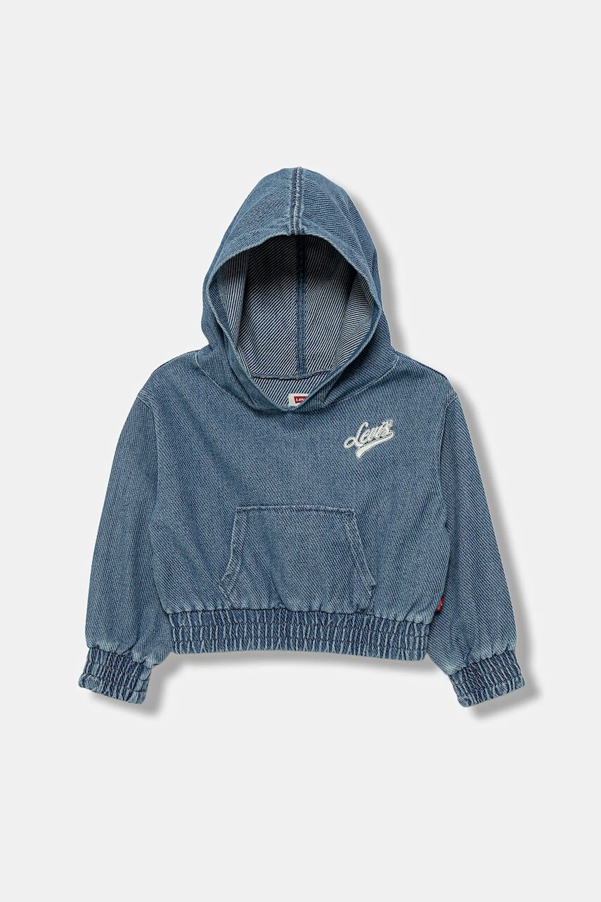 Detská mikina Levi's DENIM HOODIE modrá farba, s kapucňou, s nášivkou, 3EN961