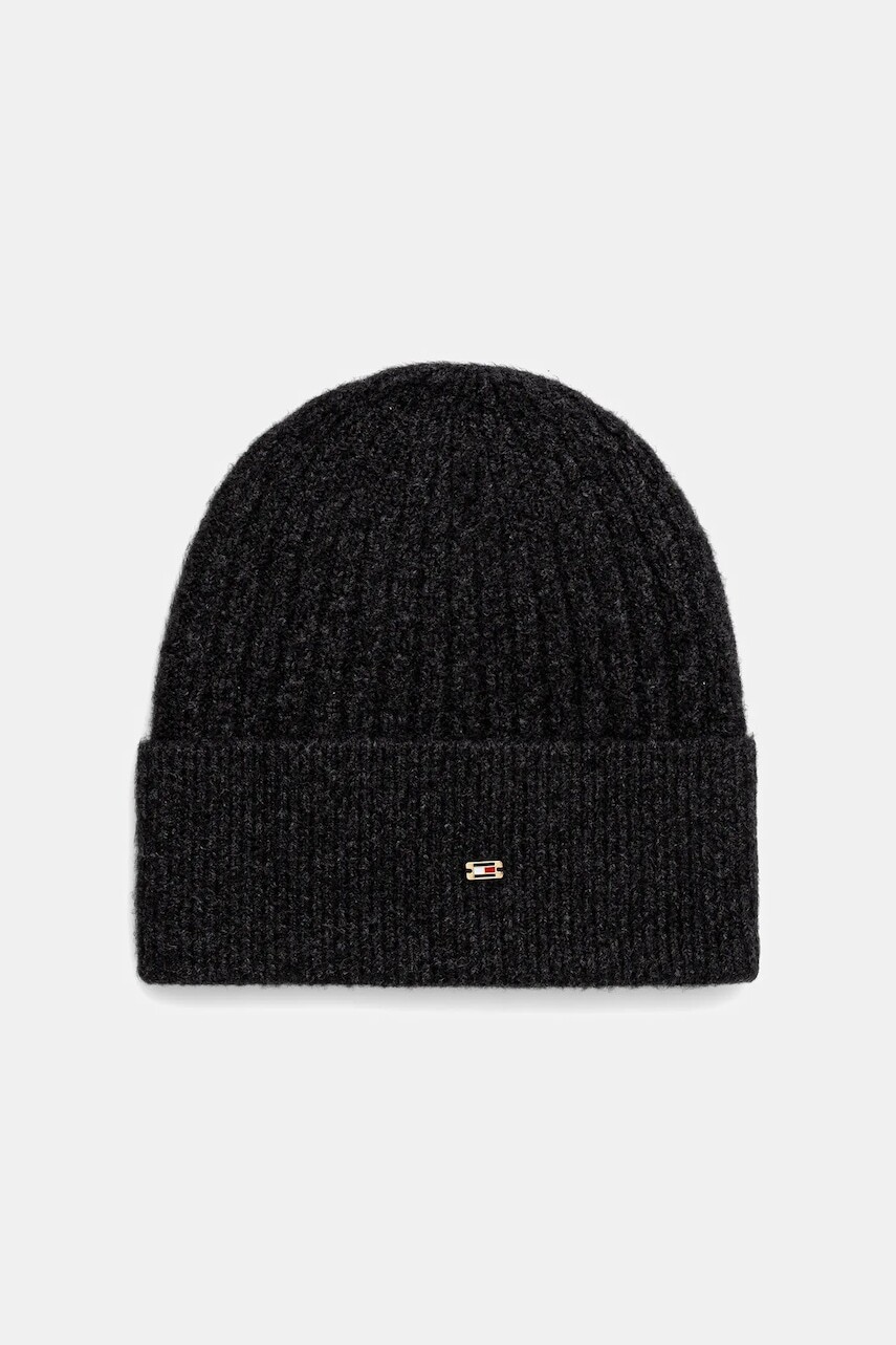 Čiapka Tommy Hilfiger čierna farba, AW0AW17776