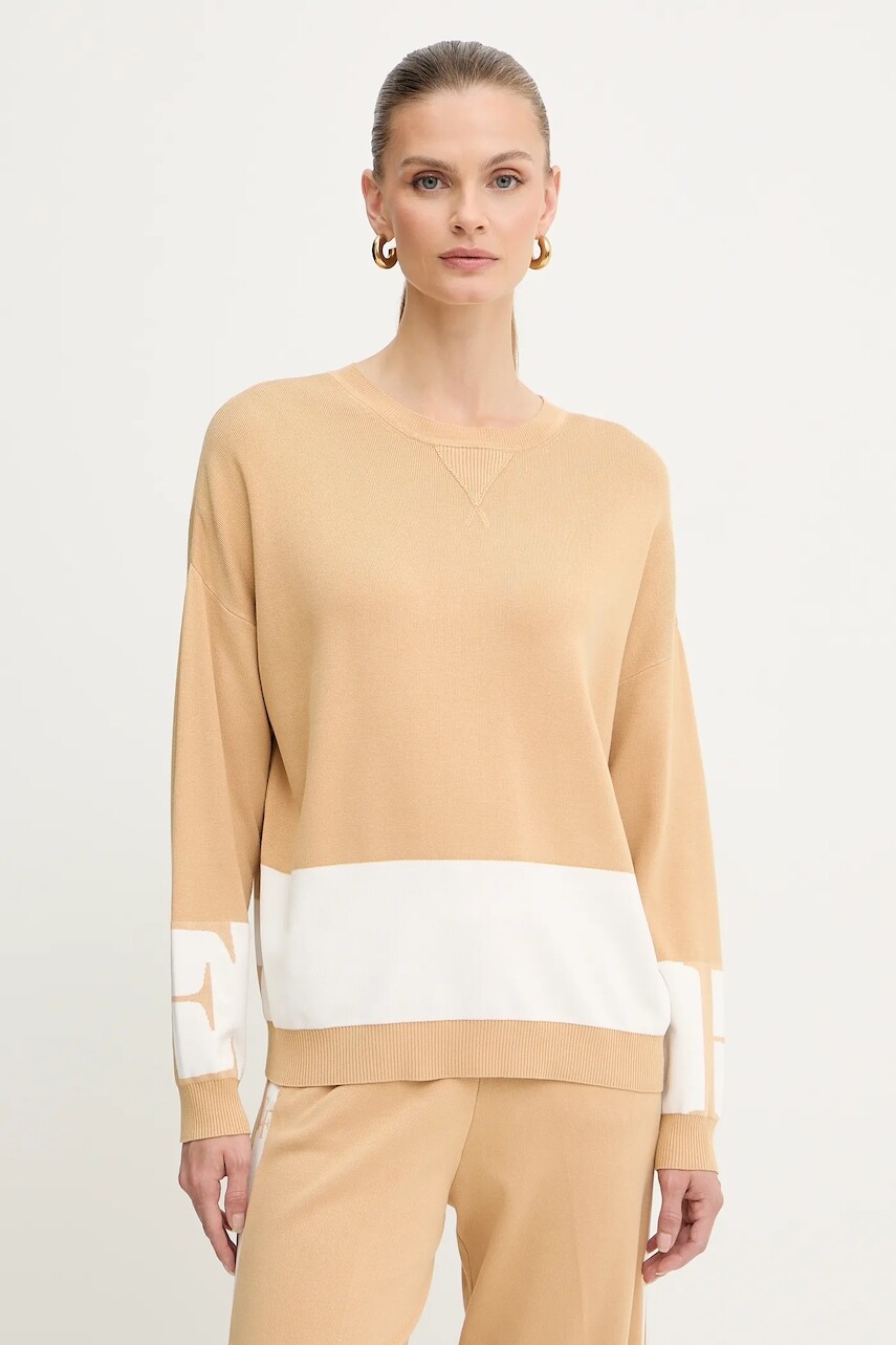 Sveter Elisabetta Franchi béžová farba, ľahké, MK01S56E2