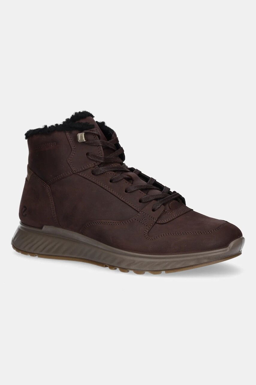 Nubukové topánky Ecco Exostride Mid Warm hnedá farba, 835414-02178