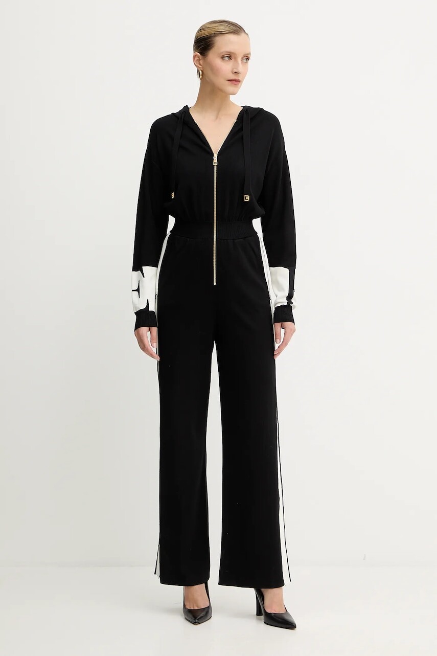 Overal Elisabetta Franchi čierna farba, KT61S56E2